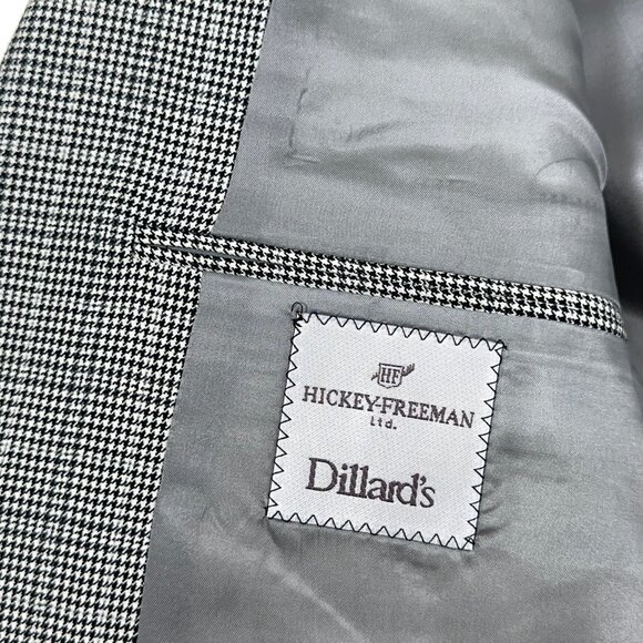Hickey Freeman T-Model 100% Worsted Wool Houndstooth Check Blazer Men's Size 42R - Picture 12 of 15